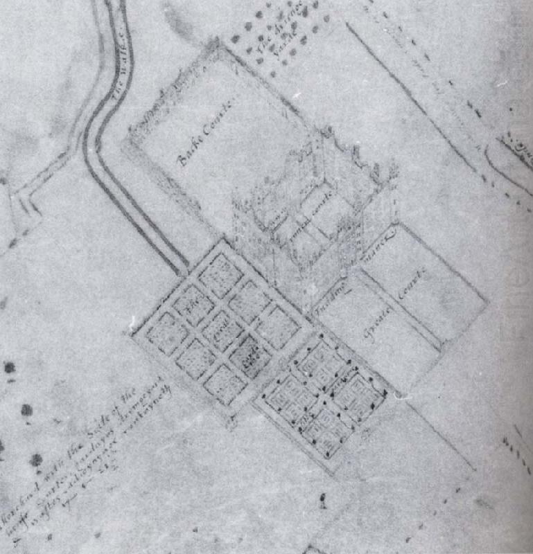 Bird-s-eye view of Toddington Manor,Bedfordshire, unknow artist